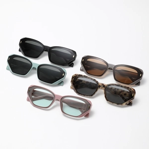 Set of five retro polygonal sunglasses in various colors with high quality lenses