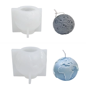 3D Moon and Earth silicone molds for DIY scented candles and handmade plaster crafts