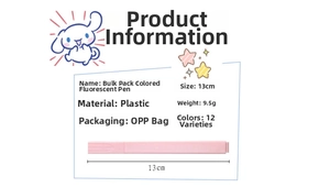 Pink rectangular highlighter pen with 13cm plastic body and 9.5g lightweight design