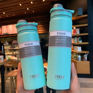 Dual TYESO mint green vacuum insulated water bottles in 530ml and 750ml sizes with handles