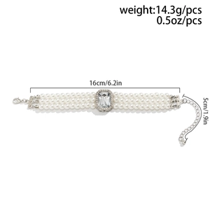 Detailed size specifications for pearl choker featuring dimensions 16cm plus 5cm extender
