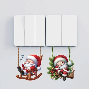 Christmas Santa Claus Wall Sticker PVC Self-Adhesive Cartoon Sleeping Santa Switch Decal For Bedroom Home Decor Novelty