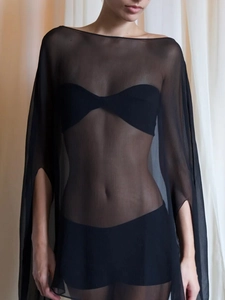 Women Sexy Sheer Chiffon Blouse Long Sleeve Transparent Loose Mesh Cover Up Streetwear Pullover Tops