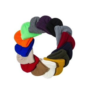 Minimalist knit beanie hats in multiple vibrant colors for autumn and winter street style