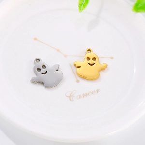 Stainless Steel Ghost Pendants Hollow Out Halloween Charms For DIY Jewelry Making Gothic Personalized Accessory