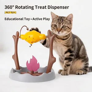 Jouet De Puzzle Pour Animaux Conception De Feu De Camp Distributeur De Friandises Rotatif Mangeoire Lente Interactif Pour Chats Chiens