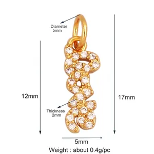 Detail showing dimensions of micro-paved zircon girl pendant for jewelry making
