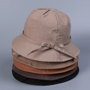 Elegante Leinen Sonnenhüte für Damen in fünf Farben mit Schleife für den Sommer