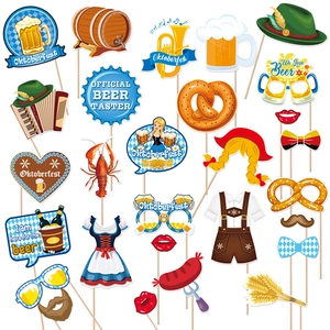 Oktoberfest Photo Booth Props Paper Handheld Munich Beer Party Decorations Funny Bavarian Costume Accessories