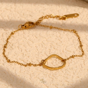 Bracciale Perline Cerchio Geometrico Irregolare Acciaio Inossidabile Placcato Oro 18K Gioielli Minimalisti Per Donna