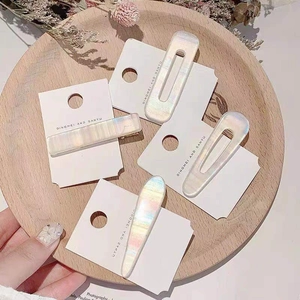 Iridescent Resin Hair Clips With Metal Base Holographic Shell Texture Geometric Hair Pins For Women Girls Shimmering Barrettes