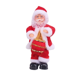 Electric musical Santa Claus toy with red drum for festive Christmas home decoration