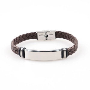 Handgefertigtes Herren-Lederarmband in Dunkelbraun mit poliertem Edelstahl-Verschluss