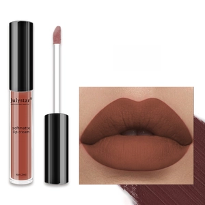 Deep red brown velvet matte lip cream shade #04 swatch and product tube detail