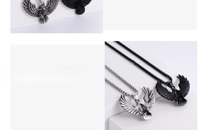 Detail view of eagle pendant reverse side showing professional matte sandblasted finish