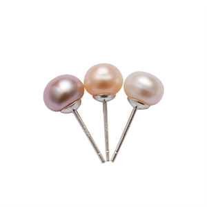 Elegant S925 sterling silver stud earrings with purple, pink, and white freshwater pearls