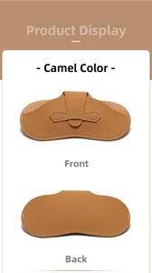 Vues avant et arrière de l'étui à lunettes en cuir camel avec coutures fines et design slim