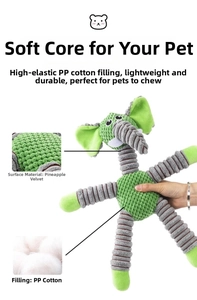 Detail of green pineapple plush fabric and durable PP cotton filling for pet chewing