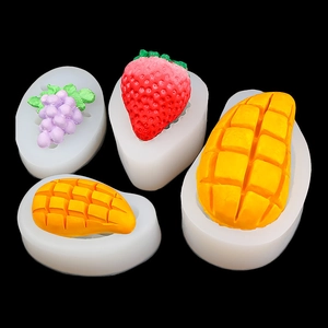 Silicone fruit molds for mango strawberry and grape shaped fondant cake decorating
