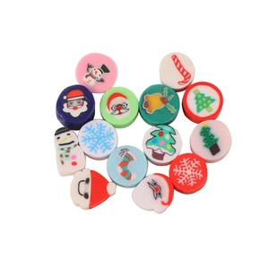 Christmas polymer clay beads set featuring Santa, snowmen and candy cane designs