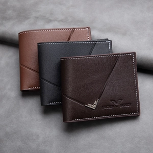 Men Short Bifold Wallet Premium PU Leather Multi Card Slots ID Window Slim Lightweight Business Commute Daily Purse