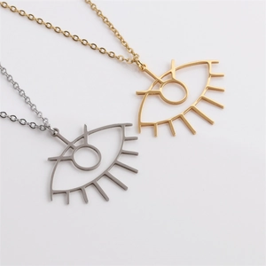 Collier Œil Turc Acier Inoxydable Ajouré Chaîne De Clavicule Bijoux De Mode Pour Femmes