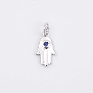 Hamsa-Hand-Anhänger aus Silber mit blauem Zirkon für DIY-Schmuckherstellung