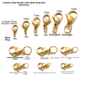 Maattabel voor 18k gouden karabijnsluitingen met buigringen voor DIY sieraden maken