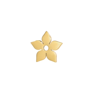 Detailed close-up of a golden five-petal flower metal bead for DIY jewelry making