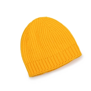 Bonnet en maille côtelée jaune vif unisexe avec détails troués pour l'hiver