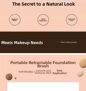 Detail of retractable foundation brush with soft bristles for a smooth seamless finish