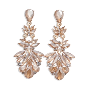 Boucles d'oreilles vintage en forme de goutte d'eau avec strass champagne dorés
