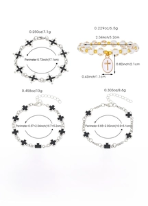 Detailed size chart for hip hop cross bracelets with weight and length specifications