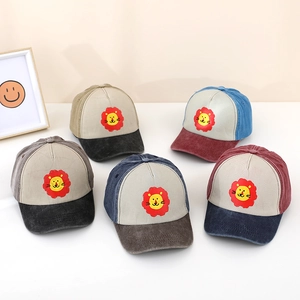Cappellino Da Baseball Per Bambini Ricamo Leone Cartone Animato Color Block Cotone Cappello Da Sole Regolabile Per Ragazzi E Ragazze
