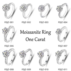 1ct Moissanite Ring S925 Sterling Silver Adjustable Classic Solitaire Engagement Wedding Ring For Women Fashion Jewelry Gift