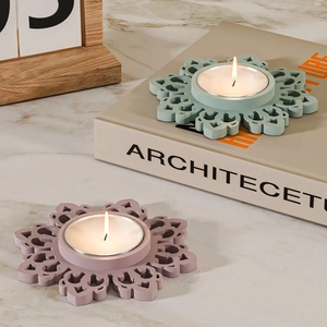 Lotus flower tea light candle holder in matte pink and sage green for home decor