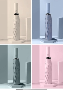 Detailed grid showing automatic umbrellas in beige, blue, green, and pink colors