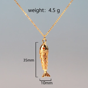 Detailed view of articulated koi fish pendant with 35mm height and 4.5g weight specs