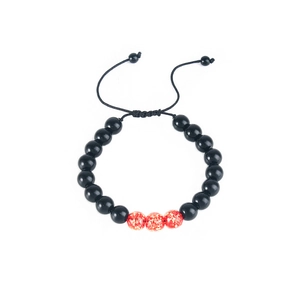 Handmade braided adjustable beaded bracelet featuring luminous and gold foil beads