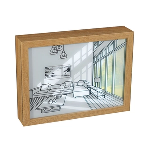 DIY creative wooden light frame with living room scene silhouette and shadow art