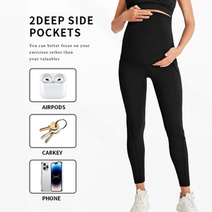 Umstandsyogahose mit hoher Taille und Seitentaschen für Handy und Zubehör