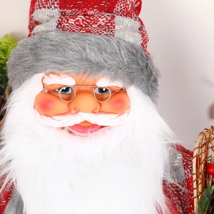 Standing Santa Claus doll with red clothes and glasses for Christmas window display