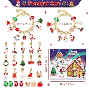 Calendario de Adviento para niños con pulseras DIY y dijes navideños festivos