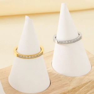 Minimalist stainless steel eternity rings in gold and silver with pave cubic zirconia