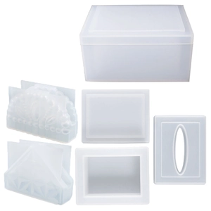 Ensemble de moules en silicone pour boîte à mouchoirs rectangulaire avec supports géométriques