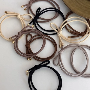 Élastiques À Cheveux À Haute Élasticité Supports De Queue De Cheval En Tissu Minimalistes Avec Embouts Métalliques Femmes