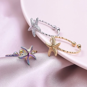 Seestern Edelstahl Ringe in Gold, Silber und Regenbogenfarben, verstellbare Größe