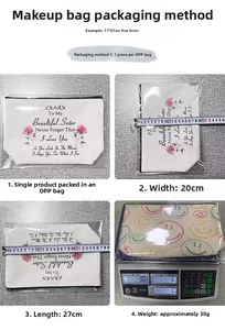 Linen makeup bag size 27x20cm and lightweight 30g weight measurement details