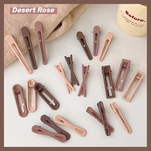 Matte desert rose hair clips set including barrettes and snap pins for women