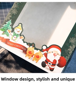 Details zur Weihnachtsgeschenktüte mit transparentem PVC-Fenster und festlichen Figuren